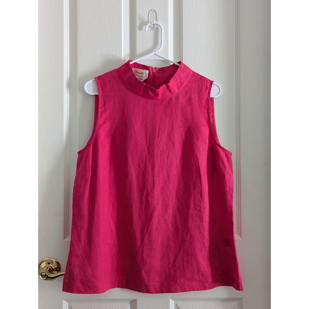 Talbots Women's Sleeveless Blouse Size 16 Pink Mandarin Collar Classic Top